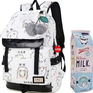 Asge School Bag Kawaii Print Backpack School Backpack Girls Casual Waterproof Ba